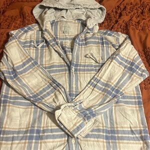 Men's American Eagle Plaid Hooded Flannel